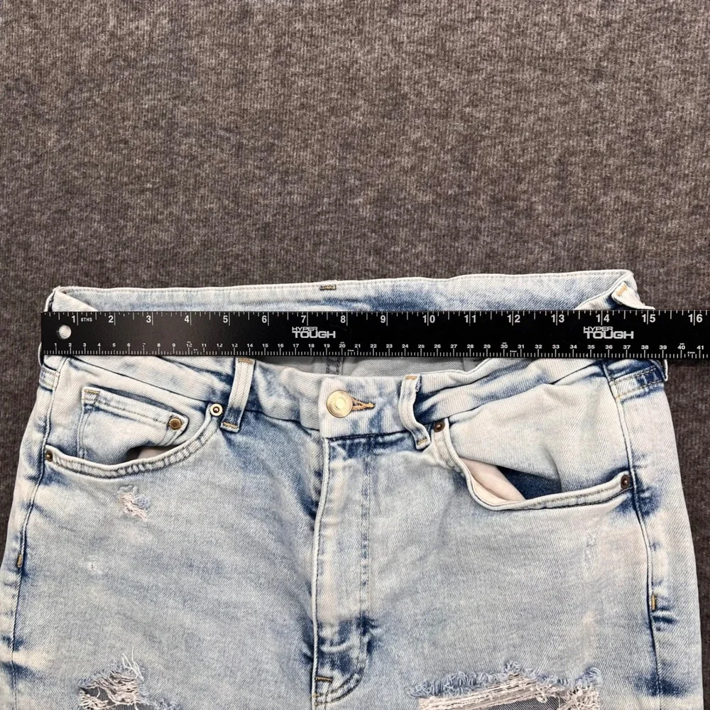 H&M &Denim Womens High Waist Super Skinny Distressed Jeans Light Wash Size 12